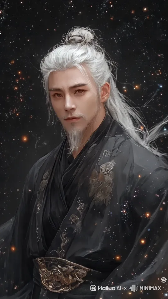 [右移,左摇,跟随]星光闪烁。风吹衣服和发丝，眼神迷离的看向远方。定格在脸部特写。 by Hailuo AI Video Generator