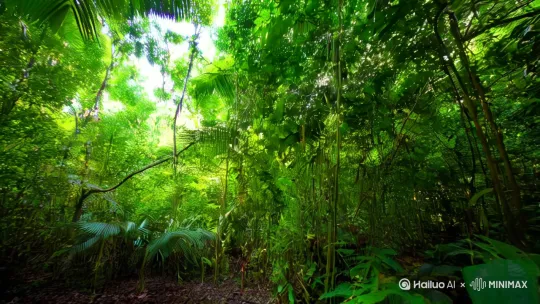 第四幕：雨林探险，遇见野生动物
(切换至雨林深处，镜头快速捕捉到一只色彩斑斓的毒蛙，随后是悠闲漫步的懒猴)
旁白：“深入雨林，每一次转角都可能遇见惊喜。这里是野生动物的天堂，从色彩斑斓的毒蛙到眼神灵动的懒猴，每一种生命都在以自己的方式讲述着生存的故事。记得保持安静，尊重它们的生活空间，让这些美好的瞬间成为心中永恒的记忆。” by Hailuo AI Video Generator