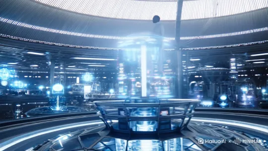 请帮我生成一段，空间站，并虚化空间站内部场景 by Hailuo AI Video Generator