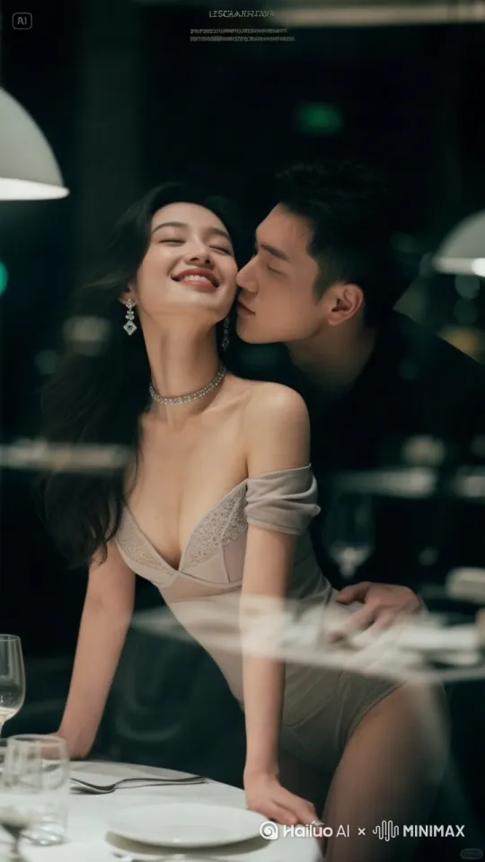 [上升,推进,下摇]接吻，拥抱，抚摸 by Hailuo AI Video Generator