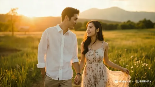 [推进][左移,右摇][上摇]10秒视频，人物的视线慢慢转向观众，背景飞过一只鸟 by Hailuo AI Video Generator