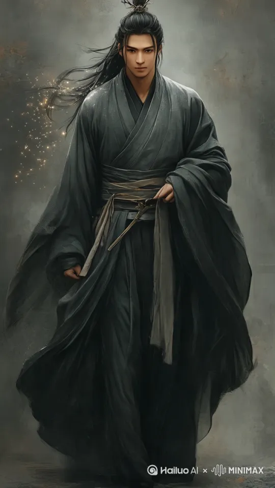 手持镜头跟随，人物向前方走来，剧烈的风吹衣服和发丝，男主坚定的看向远方。 by Hailuo AI Video Generator