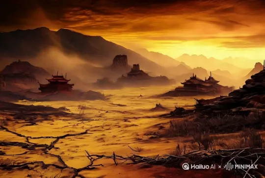 无人机镜头俯拍，跟踪到房屋上面 by Hailuo AI Video Generator