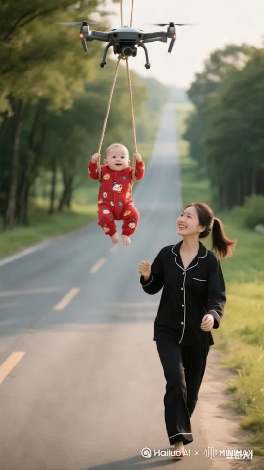 小孩突然长大变成宇航员，无人机变成宇宙飞船，宇航员驾驶着宇宙飞船遨游在宇宙中 by Hailuo AI Video Generator