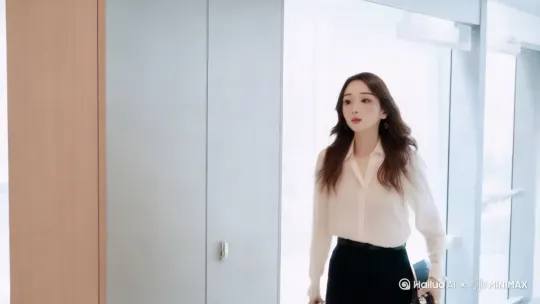 7 全景 美女关上门，快步走向电梯，画面拉远，展现整个楼道。美女背影消失在电梯门后。 旁白：“每一个匆忙的脚步，都是为了在工作中站稳脚跟，在生活里找到自己的位置，他们的清晨，是奋斗的序章。” 10s 关门声，渐行渐远的脚步声，电梯提示音  by Hailuo AI Video Generator