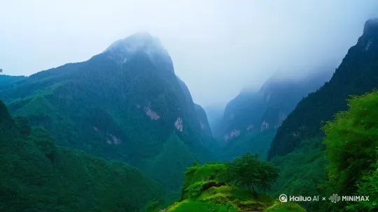 江南的雨总爱挑着清明时节来。推窗时，山尖还笼着纱似的雾，檐角便簌簌地落下细珠儿。这雨丝细得像蚕吐的丝线，将整座青山都织进朦胧的茧里。

披件灰布衫，踩着草鞋往溪边去。石阶上的青苔被雨水浸得发亮，倒像是撒了把翡翠碎末。溪水比往日清瘦些，却愈发伶俐，在石缝间叮咚地唱着小调。两岸的野樱开得蓬松，被风一撩，花瓣便打着旋儿落在水面上，倒成了溪流的金钿。

拐过水磨坊，见着穿蓑衣的老翁在柳树下垂钓。竹竿弯成新月，钓线在雨雾里若隐若现。"今朝钓着条大的"，老翁见我驻足，笑着提竿，银鳞在竹篓里扑棱出串水花。说话间雨势转密，他却不急，慢悠悠收着竿，青箬笠边沿的雨珠连成珠帘。

石板桥头的茶亭尚在，檐角铜铃早已锈成青绿色。店家娘子在土灶前煨着藕粉圆子，热气混着柴火香漫过雕花窗棂。要了盏明前茶，看雨脚斜斜地扫过青瓦，忽见桥那头漫起片绯云——原是几株野杏开得忘情，花枝探到溪面上，倒影在水里洇成胭脂色的雾。

归途遇见牧童横笛过岗，调子断断续续散在雨里。竹笠上沾满杏花瓣，他也不拂，任那细碎的红白缀满肩头。山径旁新冒的蕨菜蜷着翡翠般的拳头，石缝里的虎耳草擎着透亮的雨珠，倒比牡丹还要矜贵三分。

暮色渐浓时，山坳里腾起缕缕炊烟。老祠堂的飞檐挑着半弯月牙，瓦当上的貔貅早被岁月磨平了棱角。谁家灶上炖着腌笃鲜，咸香混着雨气在巷弄里游走。忽然记起东坡词里的"竹杖芒鞋"，低头看草鞋上沾的泥星子，倒比绫罗更教人踏实。

雨还在下，山色却愈发清朗。青石板上苔痕新绿，像是哪位仙人醉后挥毫，在人间留下道道翠痕。这般时节，何须蓑衣与竹杖，心闲即是江南。 by Hailuo AI Video Generator
