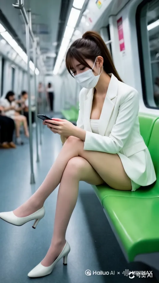 [左移,右摇,跟随]美女看着手机 by Hailuo AI Video Generator