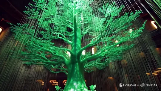 碧玉妆成一树高，万条垂下绿丝绦——生成一段视频，并且加上字幕 by Hailuo AI Video Generator