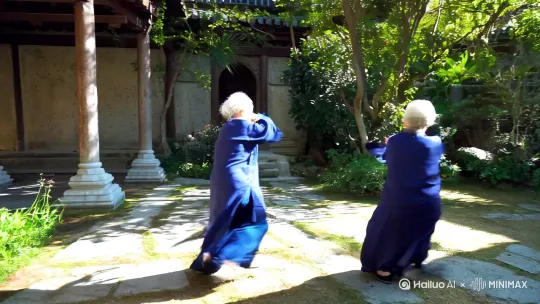 两个老太太用降龙十八掌对打 by Hailuo AI Video Generator