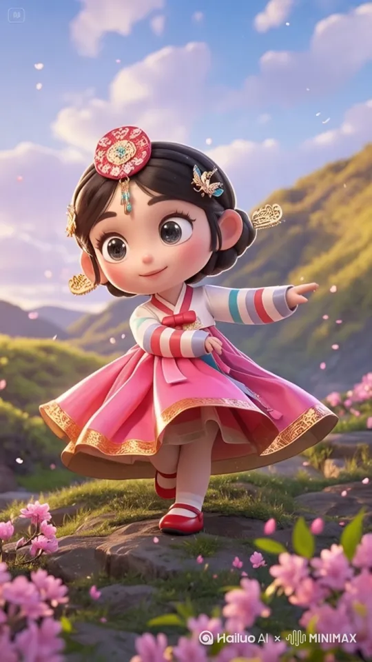 朝鲜族舞蹈动作 by Hailuo AI Video Generator