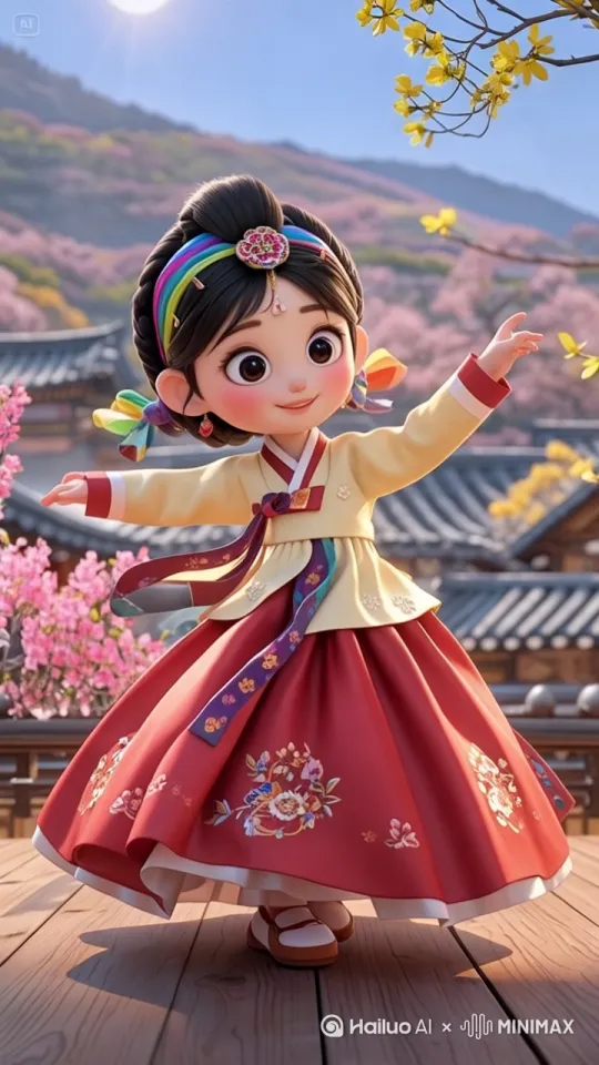 欢快跳起朝鲜族舞蹈 by Hailuo AI Video Generator