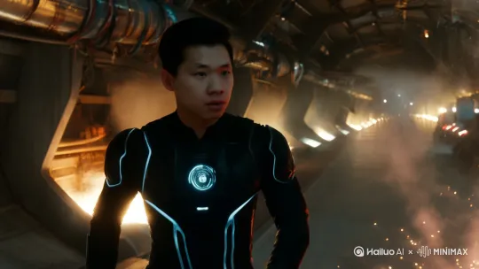 以此人物为男主角，生成一段电影质感的科幻片段。 by Hailuo AI Video Generator