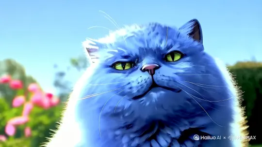 一只蓝色的胖猫
 by Hailuo AI Video Generator