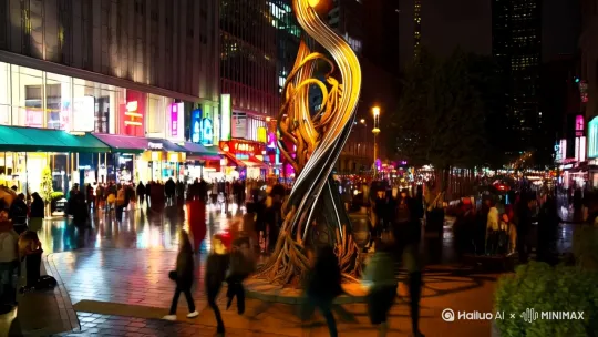 在商业街设计一款超现实主义雕塑。 by Hailuo AI Video Generator