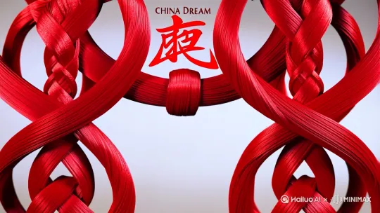红色中国结    与"中国梦"书法字               
中国结粒子消散特效  | by Hailuo AI Video Generator