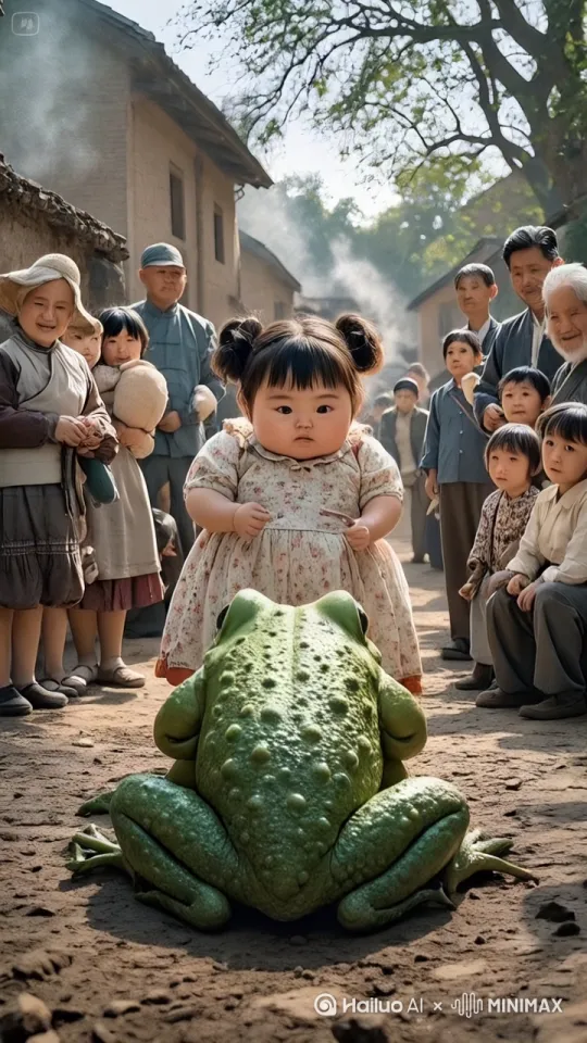 镜头移动，动志原通，展现一个空请般的煮型打斗场，小女孩和青蛙正在进行惊心动镇的中国功夹对决，身形场健。步伐灵活。每一个动作都充满力量与技巧。小女孩事先发动发击。以遇需不及掩耳之势犀出一记液历的侧照，青蛙迅速后向救迎，素接着国击一套连度的事
法。季风呼睫。他们的招式刚柔井济，时而是刚域的直事，时而是常美的转身四变理，身影交键之间，地面的全土飞扬南题，镇头动态原随。从不问的重展现他们欢我的交律，周围的人拍手叫好
 by Hailuo AI Video Generator