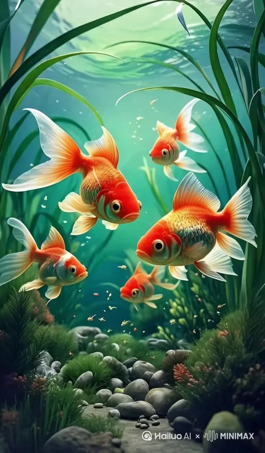 分镜1: 金红色金鱼在水底缓慢游动,两侧翠绿水草随水流轻柔摆动。深色石头上覆盖着斑驳的藻类,水面透下的自然光形成摇曳的光斑,摄像机保持低角度构图展现神秘的水下世界。
分镜2: 金鱼群以优雅姿态穿梭于石群与水草之间。阳光穿透水面形成细碎光柱,镜头采用远景构图展现整个水下生态系统,浅景深效果突出游动轨迹的动态美。 by Hailuo AI Video Generator