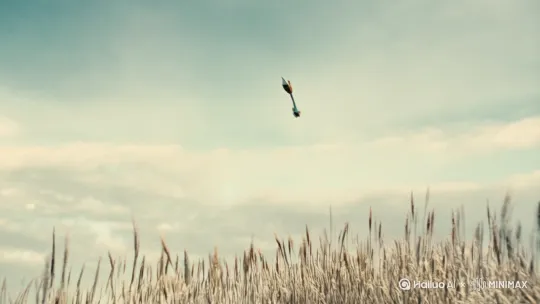 箭破长空，瞬息万变**  
**画面**：  
弓弦骤松！箭矢撕裂空气，镜头跟随箭身高速推进：箭杆掠过枯草尖、穿透飘雪，箭镞旋转带起螺旋气流。慢镜头中，箭羽划过的轨迹与成吉思汗扬起的披风形成动态呼应。 by Hailuo AI Video Generator