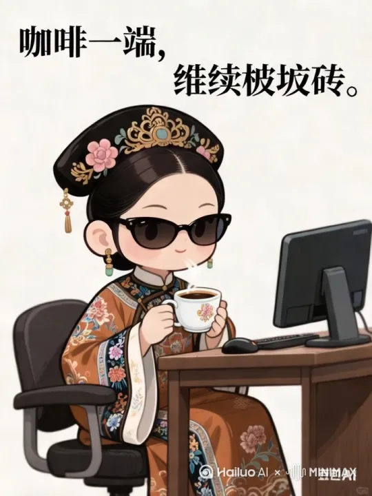 华妃娘娘喝咖啡打工视频 by Hailuo AI Video Generator