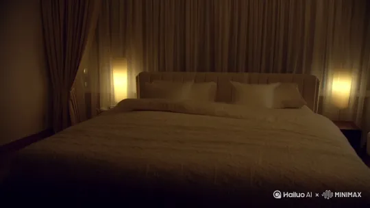 营造安静、黑暗且温度适宜（约20-23℃）的卧室环境 by Hailuo AI Video Generator