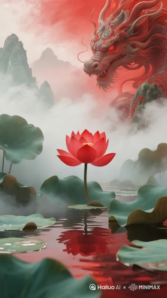 山海经，龙飞凤舞，龙腾雨下，鱼跃，雷电交加。 by Hailuo AI Video Generator