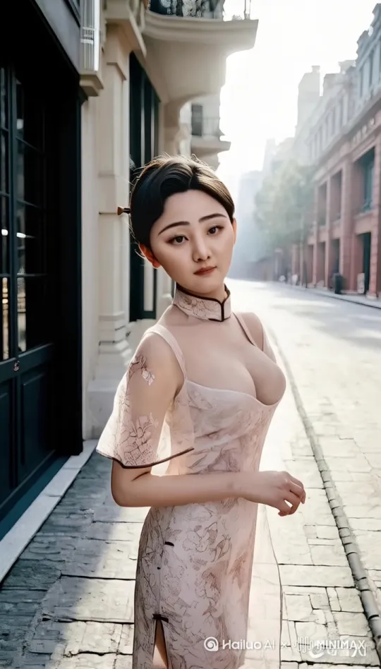 镜头拉远，展示全身，内衣模特，旋转身体，展示服装 by Hailuo AI Video Generator