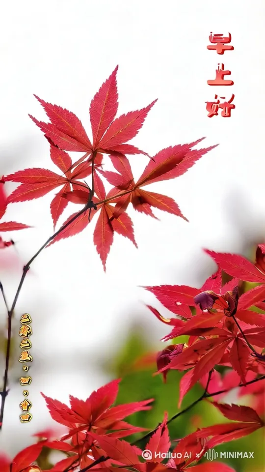 红叶在风中婆娑摇摆[下降] by Hailuo AI Video Generator