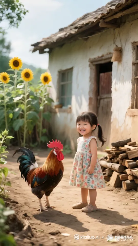 阳光洒满小院,小女孩原本清澈的眼眸此刻满是倔强。她紧握着小拳头,指关节因用力而泛白,双脚稳稳地钉在地上,似是在给自己鼓足勇气。
大公鸡被这突然的挑衅激怒,头顶那如火焰般的鸡冠剧烈颤动,双眼圆睁,死死地盯着小女孩,身上五彩斑斓的羽毛根根竖起,宛如炸开一般。它双爪刨着地上的泥土,扬起阵阵尘烟,发出“咯咯咯”的警告声。
小女孩率先出击,她猛地大跨一步,快速伸出小手,试图揪住大公鸡的鸡冠。大公鸡反应极快,身体一侧,灵活地躲过这一击。紧接着,它双翅用力扑扇,带起呼呼风声,尖锐的鸡爪如利刃般朝着小女孩的小腿抓去。小女孩惊叫一声,迅速向后跳开,一个踉跄差点摔倒,小腿上还是留下了几道浅浅的红印。
但小女孩没有退缩,她咬着嘴唇,眼神愈发坚定。趁大公鸡落地还未站稳,她弯腰抓起一把泥土,猛地扬向大公鸡。大公鸡被泥土迷住眼睛,慌乱地扑腾着翅膀,发出愤怒又惊慌的鸣叫。小女孩瞅准时机,一个箭步冲上前,双手使劲抱住大公鸡的身子,想将它按倒。大公鸡疯狂挣扎,翅膀不停地拍打在小女孩身上,尖锐的喙也朝着小女孩的手臂啄去。小女孩吃痛,却依旧不松手,额头的汗珠滚落,浸湿了鬓角的发丝。
小院里尘土飞扬,一人一鸡的“战斗”进入白热化,谁也不肯先服输 by Hailuo AI Video Generator