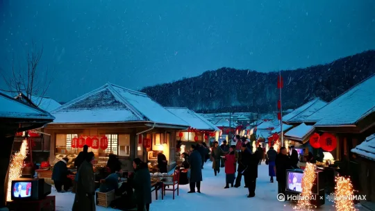 #1982年除夕夜，天刚刚见黑，村子里鞭炮声就连成一片，外面还下着大雪。当年的年味真的很浓，村里的人几乎都在家里团聚，家家户户都在做着年货，家里放着热闹的春晚，鞭炮声此起彼伏，到处都是喜气洋洋的新年气息…..#乡愁记忆 607080的回忆#回忆80年代农村生活 #年味 #回忆 by Hailuo AI Video Generator