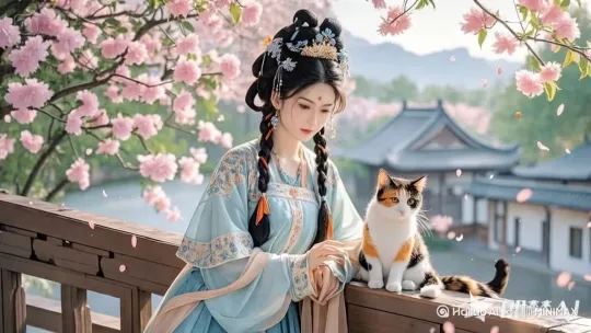 女子用手轻轻抚摸猫咪，猫咪很享受的样子，画面温馨 by Hailuo AI Video Generator