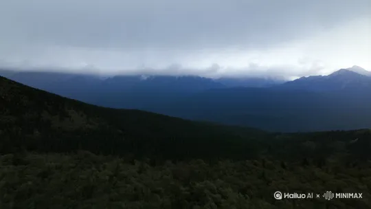 【拉远】天空山远景，天空慢慢开始下雨。慢慢拉远 by Hailuo AI Video Generator