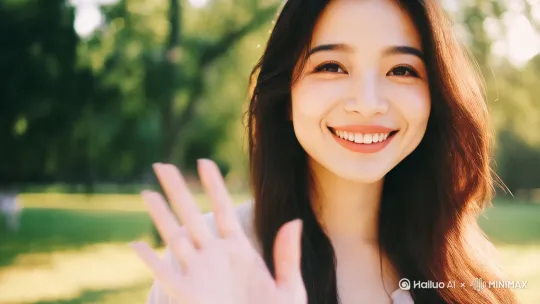 面向镜头挥一挥手做出再见的手势。 by Hailuo AI Video Generator