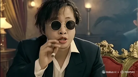 美国七八十年代的黑帮教父，年龄四十岁左右，眼神有威慑力，梳着油背头，手上掐着雪茄，嘴里在高谈阔论给他的手下，表情哈哈大笑，要符合电影教父的感觉，注意细节。 by Hailuo AI Video Generator