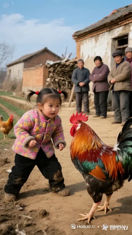 小女孩左腿猛地一蹬地,高高跃起,右脚如旋风般扫向公鸡的头部。公鸡机灵地低头闪躲,同时猛地向前一冲,用头顶向小女孩的腹部。小女孩左拳一招右拳则如雷霆万钧之势直击公鸡的侧身。公鸡侧身一扭,避开拳头,公鸡跳起来施展出迅猛的连环踢猛踢向小女孩。小女孩迅速抽回手,公鸡突然高高跃起,向小女孩踢去,小女孩趁公鸡落地未稳,飞起一脚踢在公鸡的后腿上,他们的招式刚柔并济,时而是刚猛的直拳,时而是柔美的转身回旋踢。其它的人都站起身来鼓掌呐喊。
by Hailuo AI Video Generator