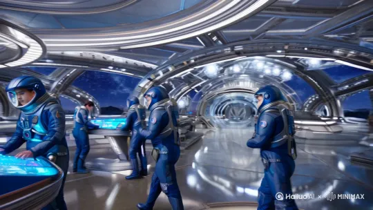 未来星际战舰的内部场景展示 by Hailuo AI Video Generator