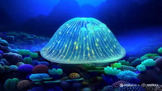 【开场：深海幽蓝秘境】
镜头从氤氲着荧光蓝雾的海底深渊缓缓升起，巨型琉璃质感的海螺静卧在发光珊瑚礁群中央，壳面流转着银河般的星尘光纹。水母群拖着半透明的长尾游过，触须扫过海螺时激起细碎的金箔状光斑。镜头环绕海螺360度旋转，展现其螺旋外壳上镶嵌的菱形水晶纹理，每道棱线都折射出虹彩光晕，仿佛封印着另一个世界的微光。
 
【觉醒：螺口绽现异次元】
海螺表面突然泛起水波纹般的涟漪，螺口处裂开一线金光，如日出般的暖光从缝隙中溢出。慢镜头特写：两片螺唇像花瓣般缓缓张开，内部竟悬浮着缩小版的璀璨星空——银河流转的穹顶下，漂浮着倒悬的荧光水母岛，岛屿边缘垂落着液态光构成的瀑布，每滴光液坠落时都绽开蒲公英般的光絮。一只半透明的光灵（体型如孩童，身体由流动的星砂组成）从螺口探出，指尖轻点海螺内壁，瞬间激起环状光浪向深海扩散。
 
【漫游：螺中幻境奇遇】
镜头跟随光灵穿过螺口，进入内壁映射的「螺中世界」。这里的天空是粉紫色渐变的琉璃质感，漂浮着棉花糖状的发光云朵，云朵缝隙间漏下的光束在地面形成会移动的光斑图腾。螺旋状的悬空栈道由发光藤曼编织而成，缠绕着水晶质感的荧光花树，花朵每绽放一次就会飞出蝴蝶大小的光蝶，翅膀扇动时撒落金粉。光灵踏足栈道的瞬间，藤蔓自动生长出台阶，镜头俯冲跟随其跑向悬浮在云海中的镜湖——湖面倒映着双重星空，湖底沉睡着缩小版的巨型海螺，壳上封印着与外层相同的星尘纹路。
 
【高潮：时空共振时刻】
当光灵触碰湖底海螺的瞬间，内外两层海螺同时发出蜂鸣，镜头快速切换海底与螺中世界的同频震动：外层海螺壳面浮现出金色符文，海底的珊瑚礁群同步亮起荧光脉络；螺中世界的镜湖突然沸腾，光浪化作具象的星轨漩涡，将光灵托举至半空。此时螺口处的金光凝聚成Portal（传送门），浮现出外界的星空——真实的夜空与螺中星空重叠，流星划过的轨迹在海螺内外形成光桥，无数发光的海蝴蝶顺着光桥飞入螺中世界，翅膀拍打的声音如同风铃轻响。
 
【收尾：虚实共生的梦】
海螺开始缓缓闭合，螺口的金光逐渐收缩成光点。镜头拉远，外层海螺重新沉入海底，壳面的星尘光纹暗化为普通贝类的光泽，但螺口残留的光点突然分裂成无数细小光粒，其中一粒融入附近游过的小鱼鳞片，使其瞬间闪烁出琉璃般的虹彩。最后镜头定格在海螺表面的水珠，倒映着破碎的螺中星空，水面涟漪荡开时，整个海底世界仿佛都蒙上了一层梦的滤镜——柔光滤镜下的光影边缘泛着轻微的色散，如同未干的水彩画晕染效果。
 
【材质与光影关键词】
3D动漫质感/半透明材质/光粒子体积雾/琉璃反光质感/柔焦景深/冷暖光对比（深海幽蓝+螺内暖金）/星尘粒子运动轨迹/动态光斑投影/流体力学模拟的光浪涌动/渐变色彩空间/镜头运动：环绕推进+俯冲跟随+微距特写+慢镜头光斑破碎
 
【氛围锚点】
「深海呼吸的星之茧」「触碰即觉醒的异次元入口」「光与影编织的嵌套梦境」「微小躯壳中的宇宙回响」 by Hailuo AI Video Generator