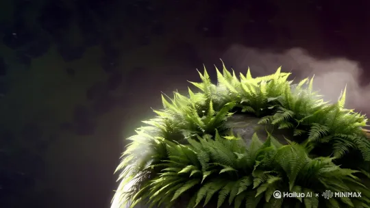 三体风格
镜头由远及近，聚焦到宇宙深处的一个星球，这个星球长满了侏罗纪蕨类植物，它们蜷卧在星球表面，轻微的呼吸着，带起孢子纷纷飘落。 by Hailuo AI Video Generator