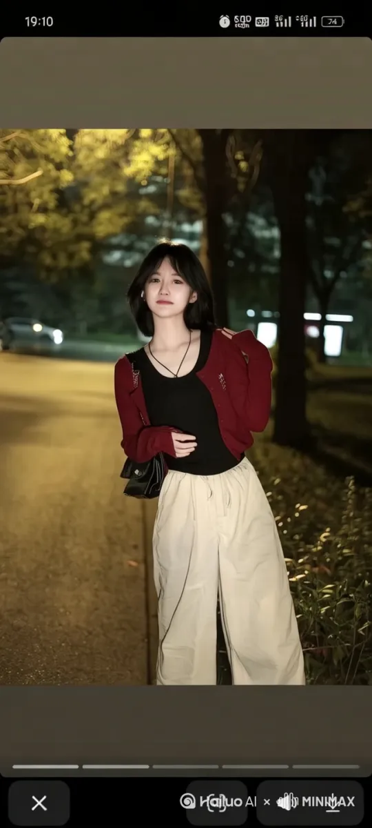图片中的女孩被一根细长且光滑的黑色丝带勒紧她的脖子，她窒息挣扎 by Hailuo AI Video Generator