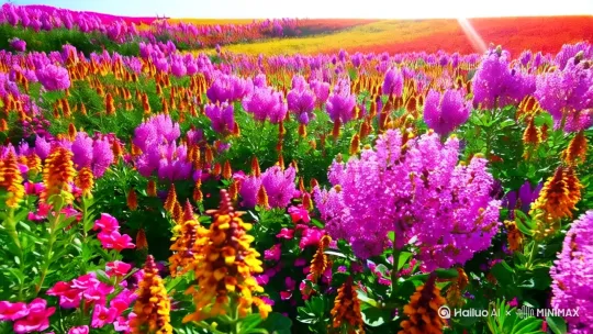 有凤来仪，鲜花盛开[下摇,推进,左移] by Hailuo AI Video Generator