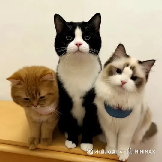 三只猫猫突然对着你微笑然后用枪指着你 by Hailuo AI Video Generator