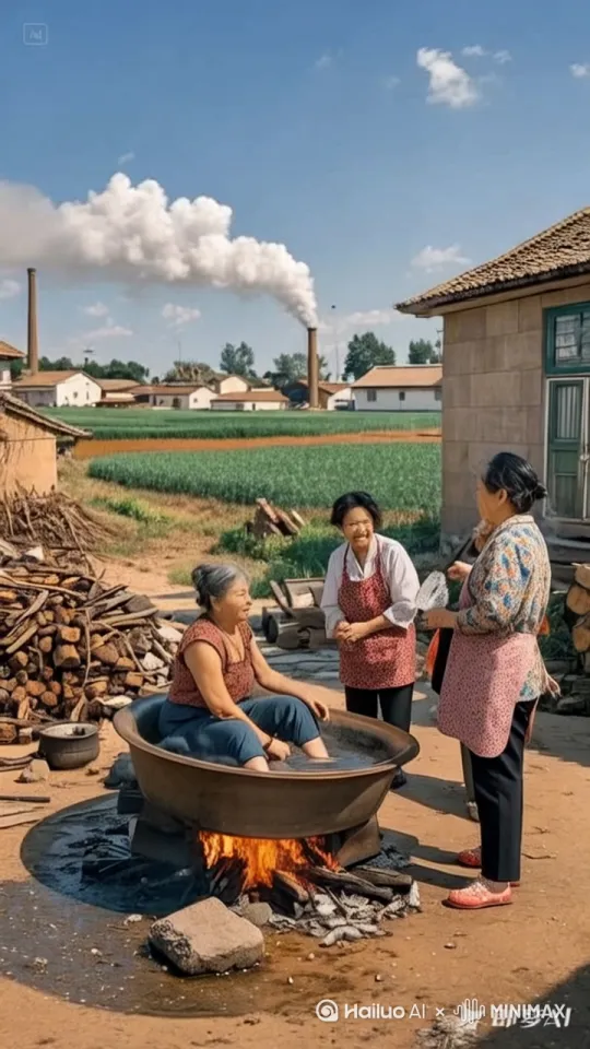 大妈在铁锅里上窜下跳，骑上火箭飞走，镜头移动，动态跟随 by Hailuo AI Video Generator