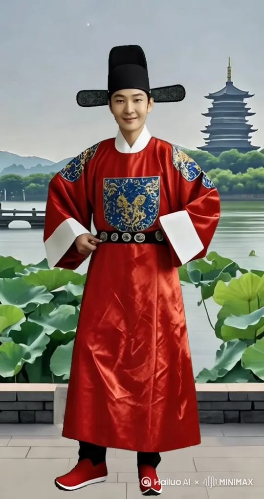 帮我生成一个视频：一古装男子面带微笑，转身向上悬浮在空中向前飞行，双手伸展开来象一对翅膀一样，快速向前飞行，穿过树林，穿过西湖和雷锋塔，再穿过云海。32k高清画质。比例 3:4。 by Hailuo AI Video Generator