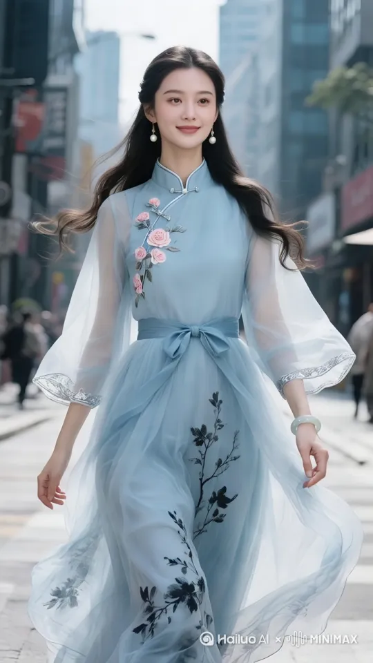 图片图片中的女子 正在跳舞 舞蹈姿势是- 起始姿态:舞者立于舞台中央,双腿前后大弓步(前腿屈膝90度,后腿伸直脚尖点地),双手在胸前交叉握拳,上半身微微前倾,下巴微收,目光看向前下方,展现出蓄势待发之感。
- 动态过程:以腰腹为核心,上半身缓缓向后仰至与地面平行,如同海浪开始涌动,双手如浪花般轻柔地向两侧舒展打开。紧接着迅速收腹起身,前腿伸直发力带动身体轻盈向上跃起,后腿顺势屈膝抬起,在空中完成一次小幅度的优雅转体,双手在头顶上方轻轻击掌,恰似海浪的初次碰撞。
- 定格造型:落地时双腿并拢半蹲,脚尖踮起,双手在身体两侧呈波浪形下垂,指尖微微颤动,头部侧转45度,眼神坚定望向远方,仿若浪潮退去后的宁静。
- 风格特点:融合现代舞力量感动作与模拟海浪的创意,刚柔并济,展现出起始的灵动与活力。
- 情感表达:传达大海初始涌动的生机,象征着内心希望的悄然萌发。
篇章二:海风轻拂
- 起始姿态:承接上篇定格,身体微微前倾,双手自然下垂,手指轻动。
- 动态过程:双脚以细碎且轻盈的步伐横向移动,身体随之轻柔摆动,恰似被海风轻抚。双手如微风中的海草,柔软地舞动,时而向上扬起,时而左右飘摆。身体有节奏地微微扭转,头部也伴着身体摆动轻轻转动,眼神柔和而陶醉,仿佛正尽情享受海风的吹拂。
- 定格造型:舞者在舞台一侧,一侧手臂伸直向斜上方伸展,手指如波浪般起伏,另一侧手臂自然下垂,掌心向内,身体微微倾斜,宛如一幅被海风吹拂的优雅画面。
- 风格特点:动作轻柔舒缓,运用现代舞灵动步伐与细腻手部动作,营造出诗意浪漫的氛围。动作平滑 自然 生动 超高清画面 电影质感 by Hailuo AI Video Generator