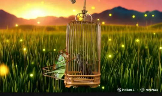 莹火虫空中飞舞，蟋蟀在高唱歌，镜头由近及远 by Hailuo AI Video Generator