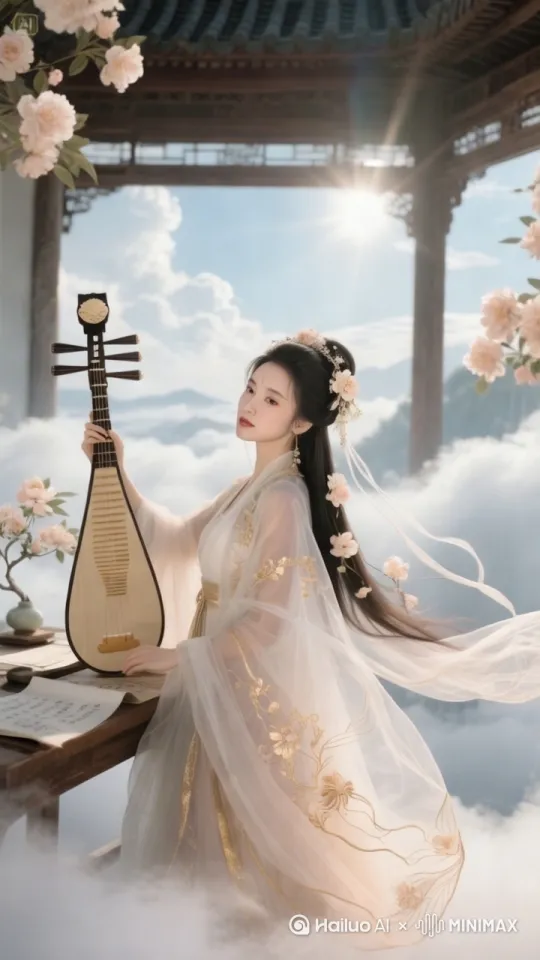左摇，弹琴，风起云涌，风吹云动 by Hailuo AI Video Generator