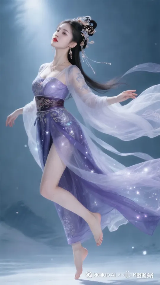 优雅的跳着飞天舞，梦幻，神秘[下降,上摇]，唯美[左移,右摇,跟随] by Hailuo AI Video Generator