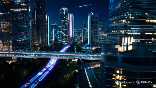 未来世界的城市夜景 by Hailuo AI Video Generator