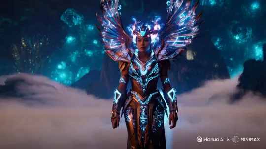 Cyberpunk Nezha shattering the Sky Origin Cauldron, biomechanical deity with plasma accessories, hyper-detailed qilin-scale armor glowing with quantum runes, cinematic explosion of shattered digital relics, unreal engine 5 rendering with volumetric fog, trending on ArtStation, 8k resolution --ar 21:9 --v 6.0 by Hailuo AI Video Generator