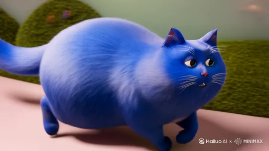 蓝色胖猫在不同的场景说话 by Hailuo AI Video Generator