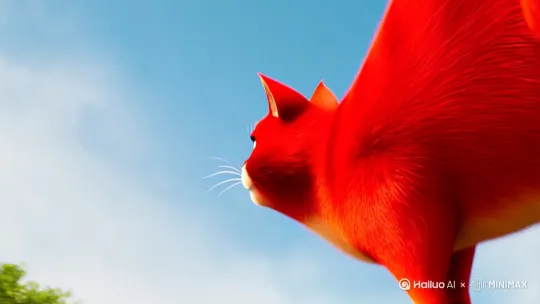 一直好不是一只红色很胖的猫跳了起来，扔出30个，然后的导弹把学校轰的很烂 by Hailuo AI Video Generator